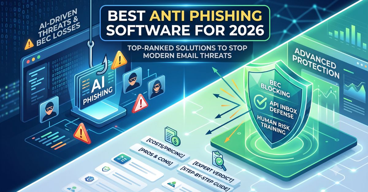 Dashboard interface of top-rated anti phishing software in 2026 showing blocked enterprise threats.